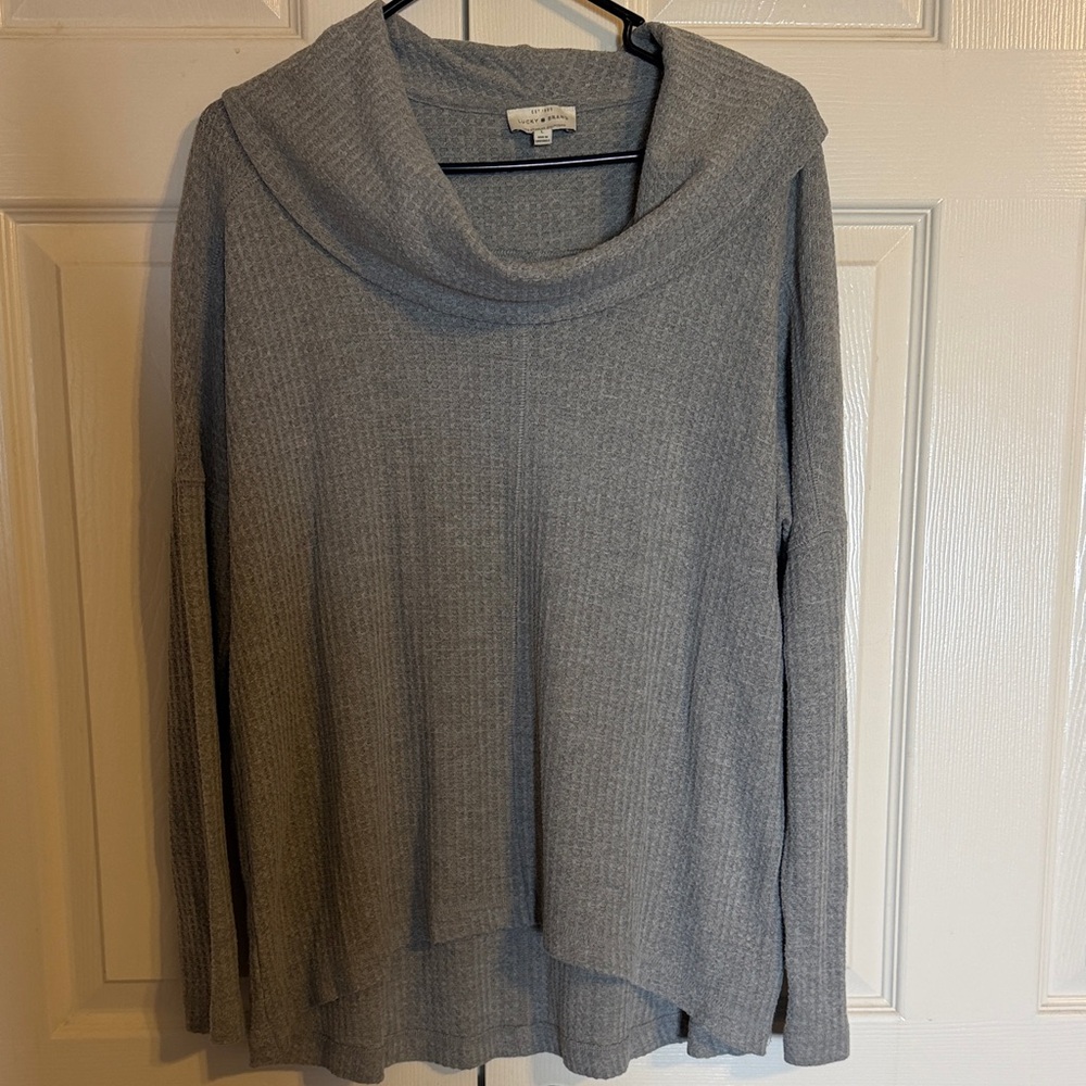 Lucky Brand Women's Cowneck Grey Long Sleeve‎ Sweater Size Large